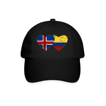 Iceland Colombia flag heart used - Baseball Cap - black/black - Front