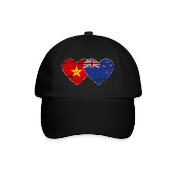 Drapeau Viêt Nam Nouvelle-Zélande Coeur Utilisé - Casquette classique - noir/noir - Devant