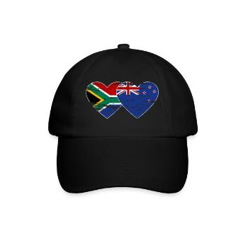 Afrique du Sud Nouvelle-Zélande drapeau coeur utilisé - Casquette classique - noir/noir - Devant