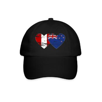 Peru New Zealand flag heart used - Baseball Cap - black/black - Front