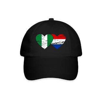 Nigeria Holland Flag Heart - Baseball Cap - black/black - Front