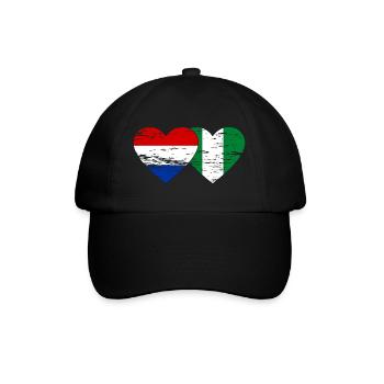 Holland Nigeria Flag Heart Used - Baseball Cap - black/black - Front