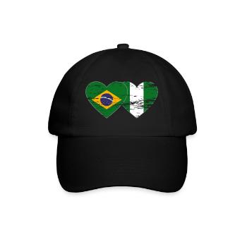 Drapeau du Brésil et du Nigeria coeur utilisé - Casquette classique - noir/noir - Devant