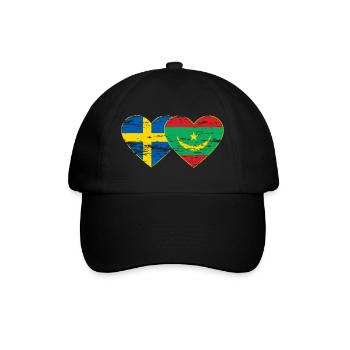 Sweden Mauritania Flag Heart Used - Baseball Cap - black/black - Front