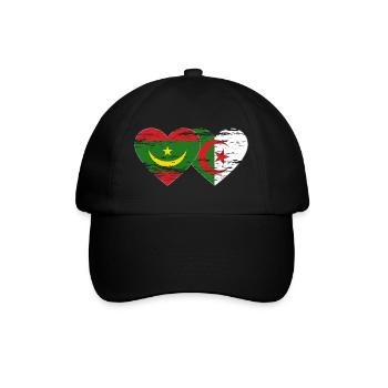 Algerien Mauretanien Flagge Herz used - Baseballkappe - Schwarz/Schwarz - Vorne