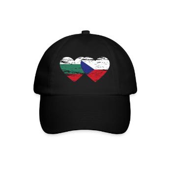 Bulgarie République tchèque Drapeau Coeur utilisé - Casquette classique - noir/noir - Devant