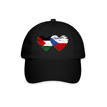 Palestine, République tchèque, drapeau coeur utilisé - Casquette classique - noir/noir - Devant