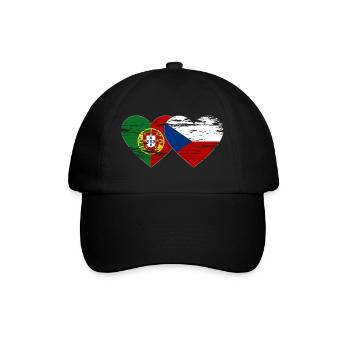 Portugal Drapeau de la République tchèque coeur utilisé - Casquette classique - noir/noir - Devant