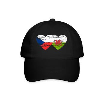 République tchèque Pays de Galles Drapeau Coeur utilisé - Casquette classique - noir/noir - Devant