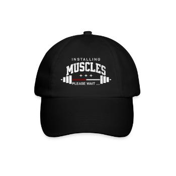 Installing Muscles please wait gym workout - Baseball Cap - black/black - Front