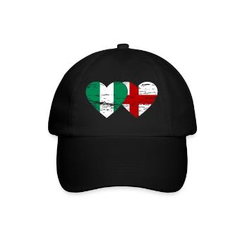 Nigeria England Flag Heart Used - Baseball Cap - black/black - Front