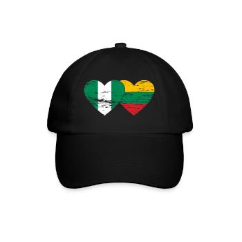 Nigeria Lithuania flag heart used - Baseball Cap - black/black - Front