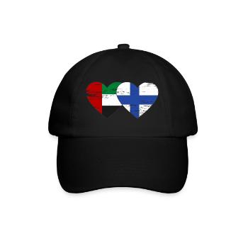United Arab Emirates Finland Flag Heart - Baseball Cap - black/black - Front