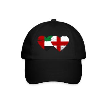 United Arab Emirates England Flag Heart - Baseball Cap - black/black - Front