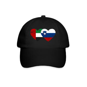 United Arab Emirates Slovenia Flag Heart - Baseball Cap - black/black - Front