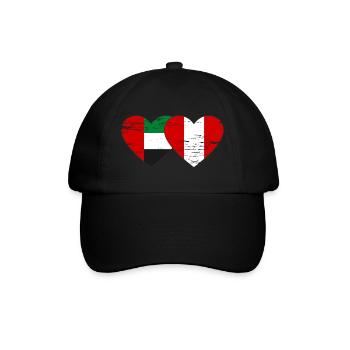 United Arab Emirates Peru Flag Heart Used - Baseball Cap - black/black - Front