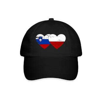 Slovénie Pologne drapeau coeur utilisé - Casquette classique - noir/noir - Devant