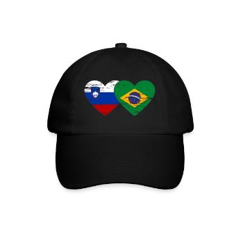Slovenia Brazil flag heart used - Baseball Cap - black/black - Front