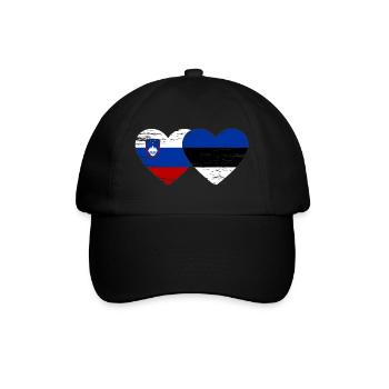 Slovenia Estonia flag heart used - Baseball Cap - black/black - Front