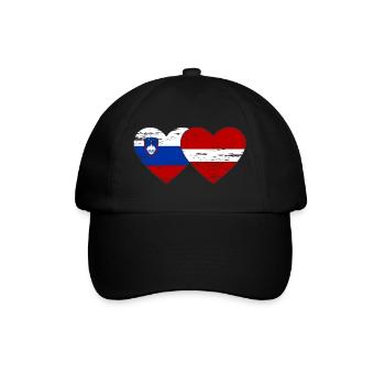 Slovénie Lettonie drapeau coeur utilisé - Casquette classique - noir/noir - Devant