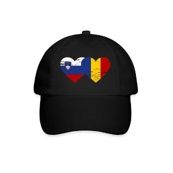Slovénie Roumanie Drapeau Coeur - Casquette classique - noir/noir - Devant