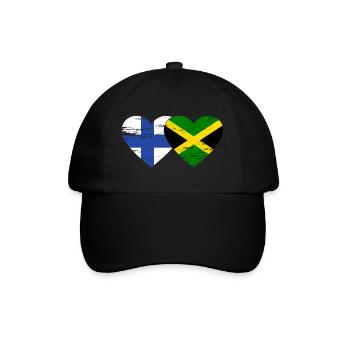 Finland Jamaica Flag Heart used - Baseball Cap - black/black - Front