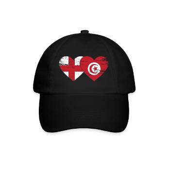 England Tunisia Flag Heart Used - Baseball Cap - black/black - Front