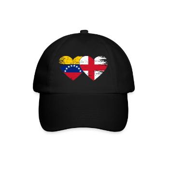 Venezuela England flag hands heart shape used - Baseball Cap - black/black - Front