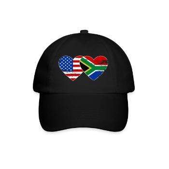 USA South Africa Flag Heart Shape Used - Baseball Cap - black/black - Front
