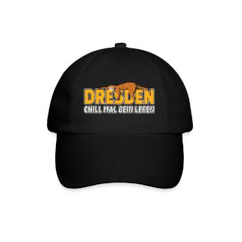 Dresden chill mal dein Leben Faultier Heimat - Baseballkappe - Schwarz/Schwarz - Vorne