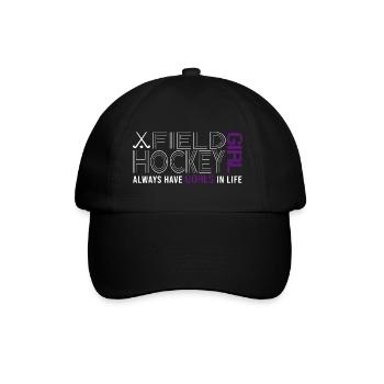 hockey girl 7m field hockey player team win - Baseball Cap - black/black - Front