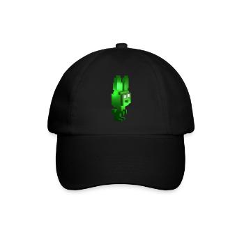 Green Creature 8-Bit Bunny: Veganes Gaming-T-Shirt - Baseballkappe - Schwarz/Schwarz - Vorne