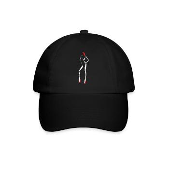 Silhouette Frau Haar Schuhe Rot - Baseballkappe - Schwarz/Schwarz - Vorne