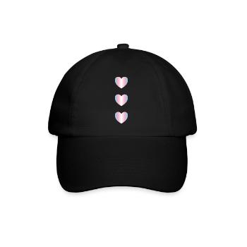 Trans-Flaggenfarben Herzen - Baseballkappe - Schwarz/Schwarz - Vorne
