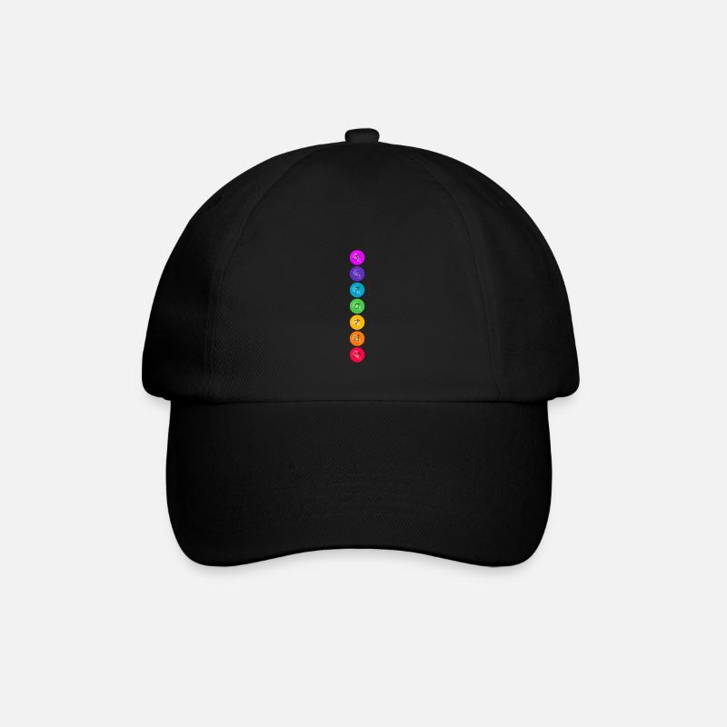 7 Chakra Symbole Energiezentren - Baseballkappe - Schwarz/Schwarz
