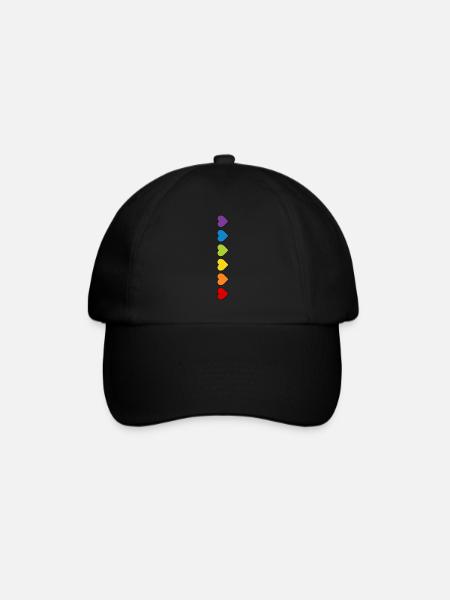 LGBT CSD LGBTQ+ HERZ REGENBOGEN HERZEN PRIDE MONTH - Baseballkappe - Schwarz/Schwarz