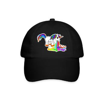 Süß Kotzendes Einhorn Geburtstag Pferd Geschenk - Baseballkappe - Schwarz/Schwarz - Vorne
