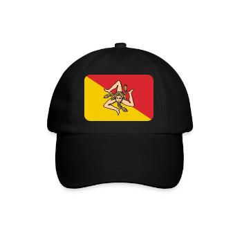 SICILY FLAG round corner 400 dpi - Baseballkappe - Schwarz/Schwarz - Vorne