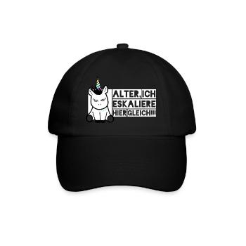 Einhorn - ...Ich eskaliere hier gleich - Baseballkappe - Schwarz/Schwarz - Vorne