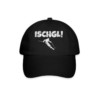 Ischgl Skifahrer (Weiß) Apres-Ski Schnee Winter - Baseballkappe - Schwarz/Schwarz - Vorne