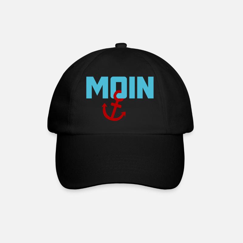 Moin Anker Ahoi Nordsee Ostsee Strand Urlaub Küste - Baseballkappe - Schwarz/Schwarz