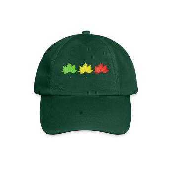 Green, yellow and red colored leaves - Baseball Cap - bottle green - Front