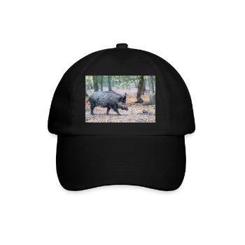 Wild boar (in german Wildschwein) Sus scrofa - Baseballkappe - Schwarz/Schwarz - Vorne
