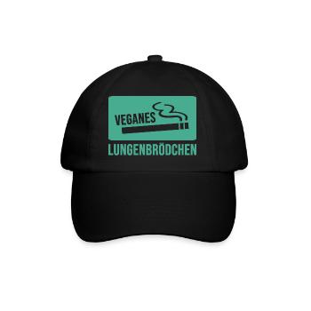 Veganes Lungenbrödchen für Raucher - Baseballkappe - Schwarz/Schwarz - Vorne