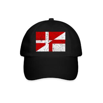 Dänemark England Fußball Flagge Fahne Dannebrog - Baseballkappe - Schwarz/Schwarz - Vorne