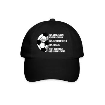 Torhüter Spruch Elfmetertöter Fußball Torwart - Baseballkappe - Schwarz/Schwarz - Vorne