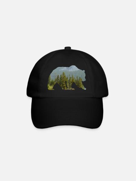 Ours dans la forêt montagneuse Silhouette - Casquette classique - noir/noir