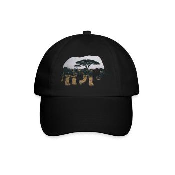 Elephant Savannah Silhouette - Baseball Cap - black/black - Front