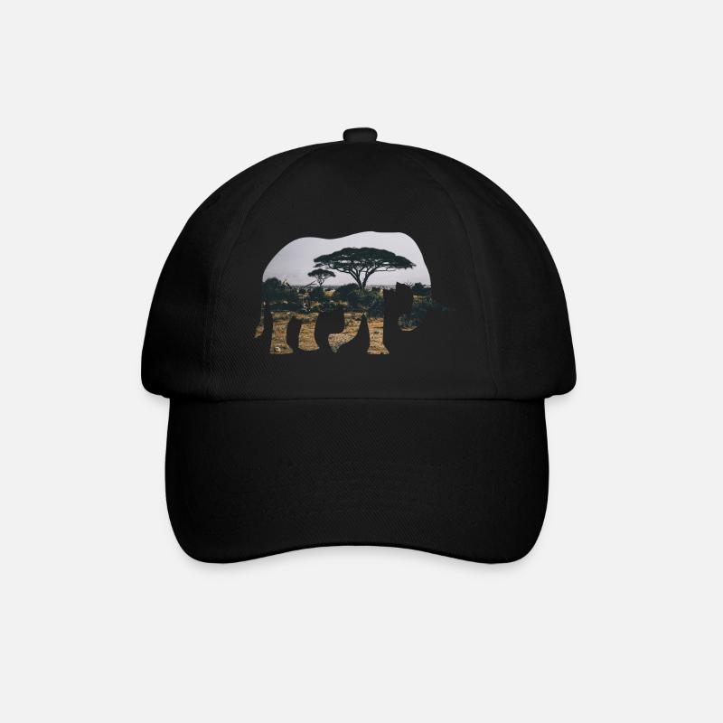 Silhouette de l’éléphant Savannah - Casquette classique - noir/noir