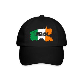 Limerick Irland County | Flagge Landkarte Kontur - Baseballkappe - Schwarz/Schwarz - Vorne